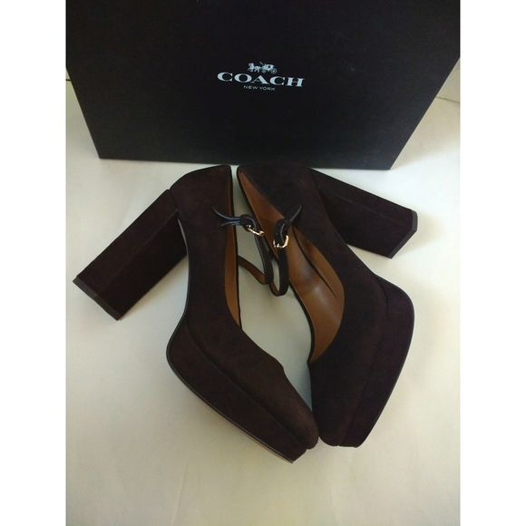 ๐ COACH Platform Mary Jane Pumps Brown Heels Shoe - Picture 5 of 6